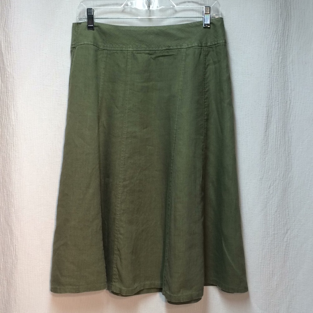Coldwater Creek flared spring green linen skirt